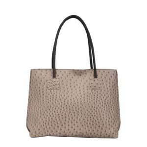 22 TOTE Bag, Top Handle, Ostrich Print, Tope Color